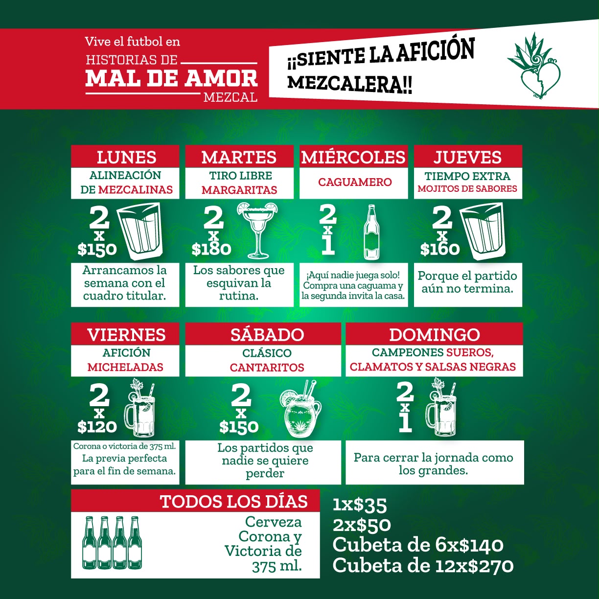 Cartel oficial de promociones semanales — Historias de Mal de Amor